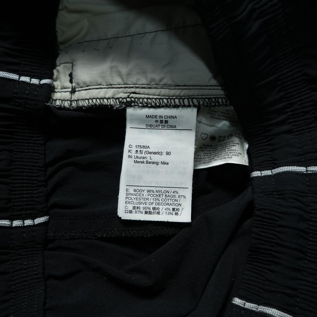y2k NIKE 極太 バギーナイロンパンツ パイピング サイドライン 刺繍ロゴ