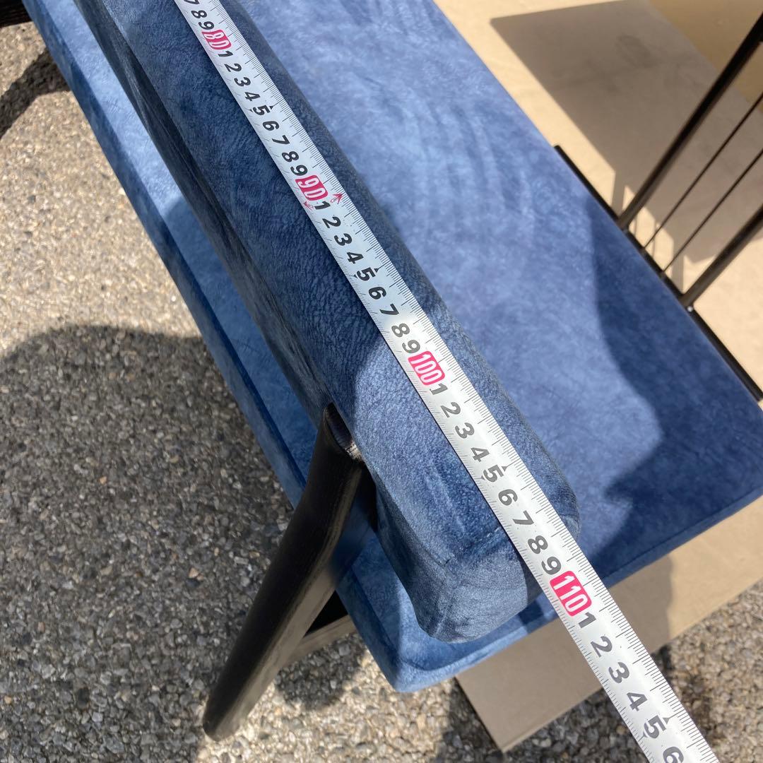 むぎページ　青いファブリック L字型ソファセット