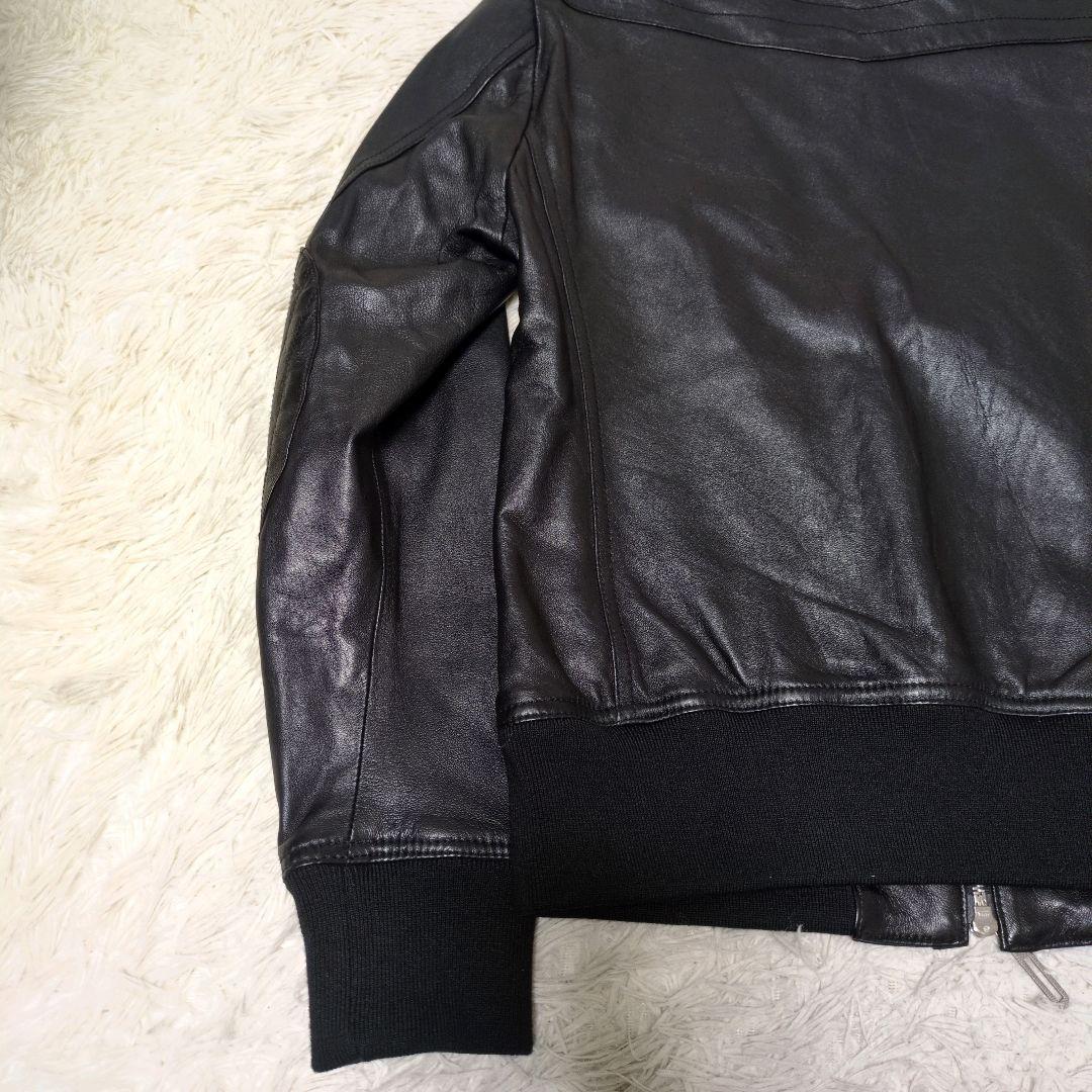 junmen JLINE ラムレザー シングルレザーライダース 黒 L 袖リブ