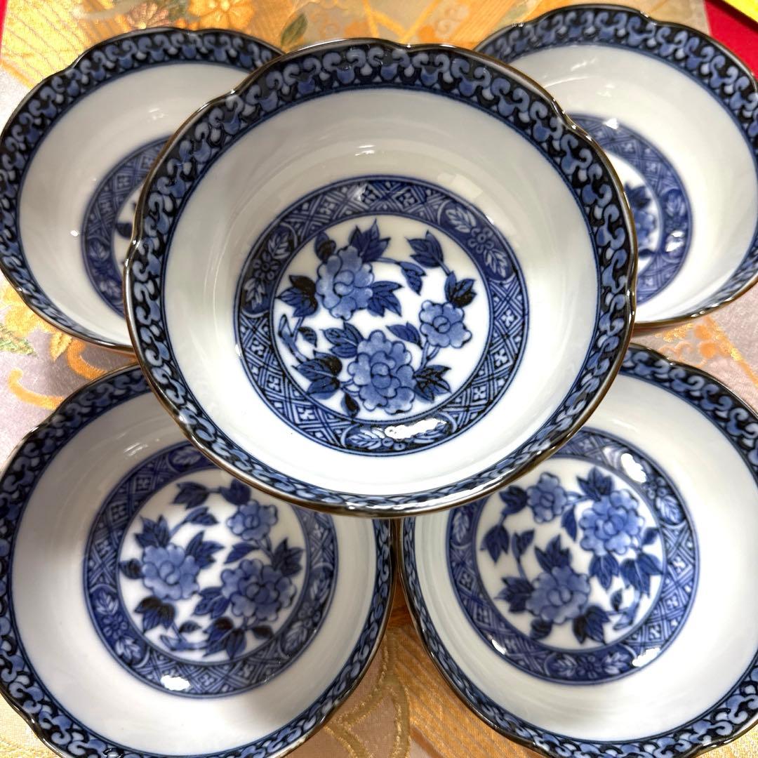 美品　吾山窯　金彩　伊万里長皿　豪華古伊万里小鉢　全10客 No.4-7