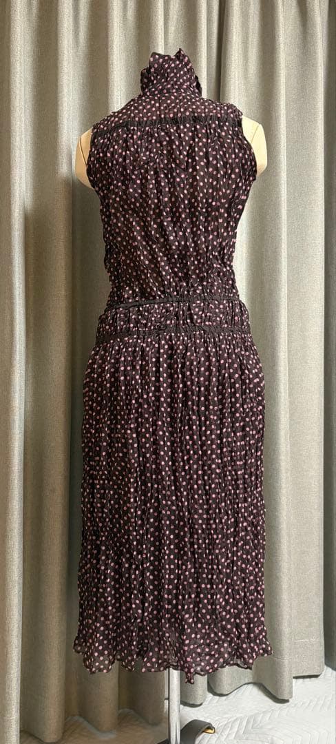 ISSEYMIYAKEブラウンドット柄ワンピース