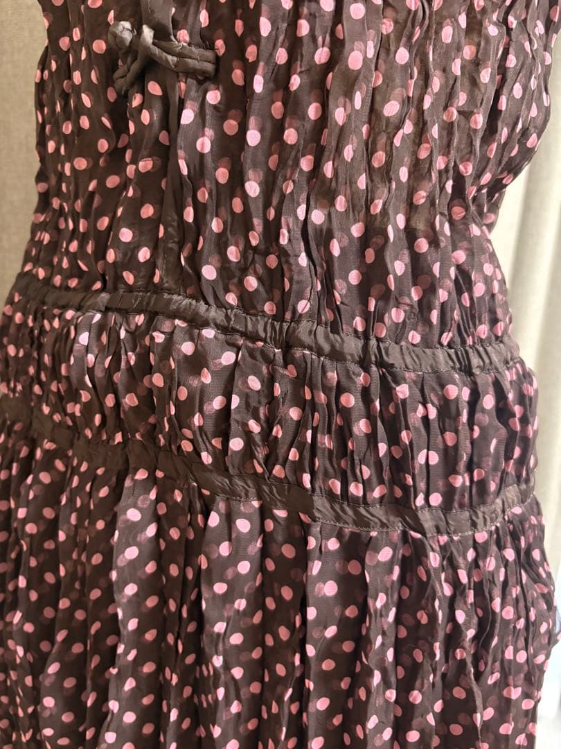 ISSEYMIYAKEブラウンドット柄ワンピース