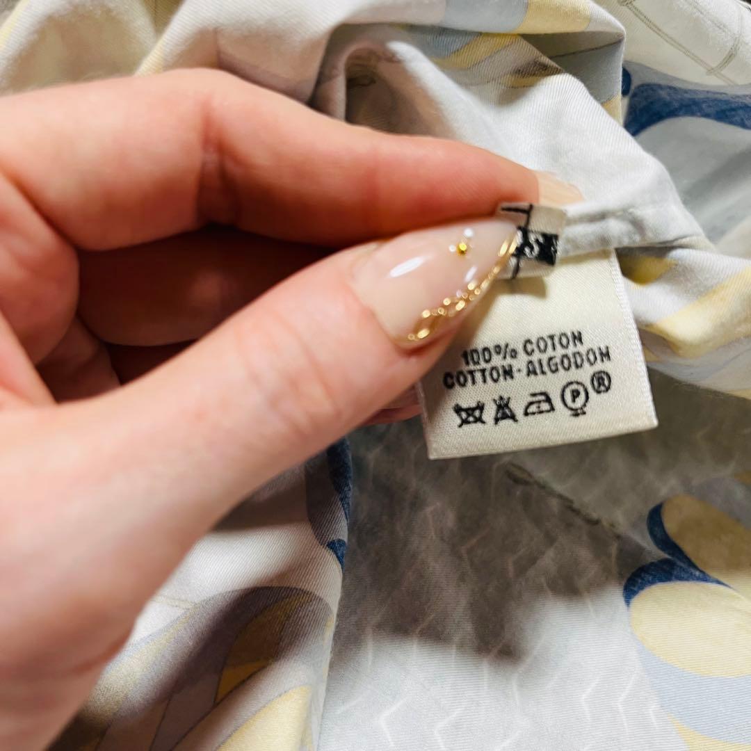 HERMES エルメス　幾何学模様 半袖シャツ コットンシャツ　ノースリーブ