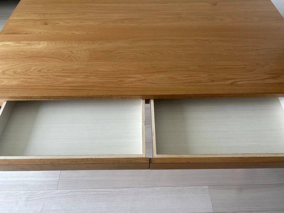 無印良品　無垢材ダイニングテーブル（引出付）オーク材　140cm 実物写真　美品