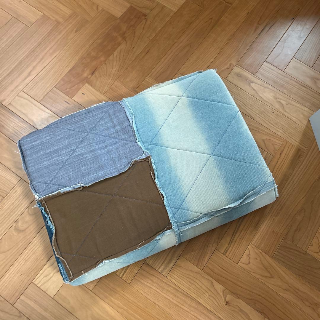 ヴェント キルトデニム風 ラグ＆パッチワークデニムブロックマルチカバー まとめて