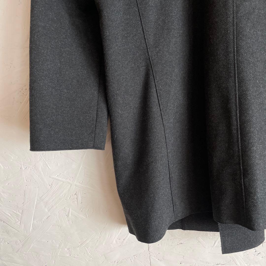 【PLST】ダブルブレストコート　ダークグレー　L