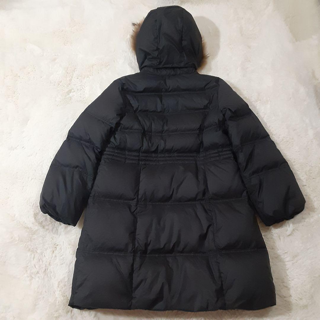 ローラアシュレイ　大きめサイズ13　XL　ダウンコート　ラクーンファー　黒　美品