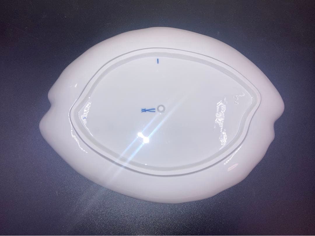 マイセン　ブルーオニオン　リーフプレート　葉脈