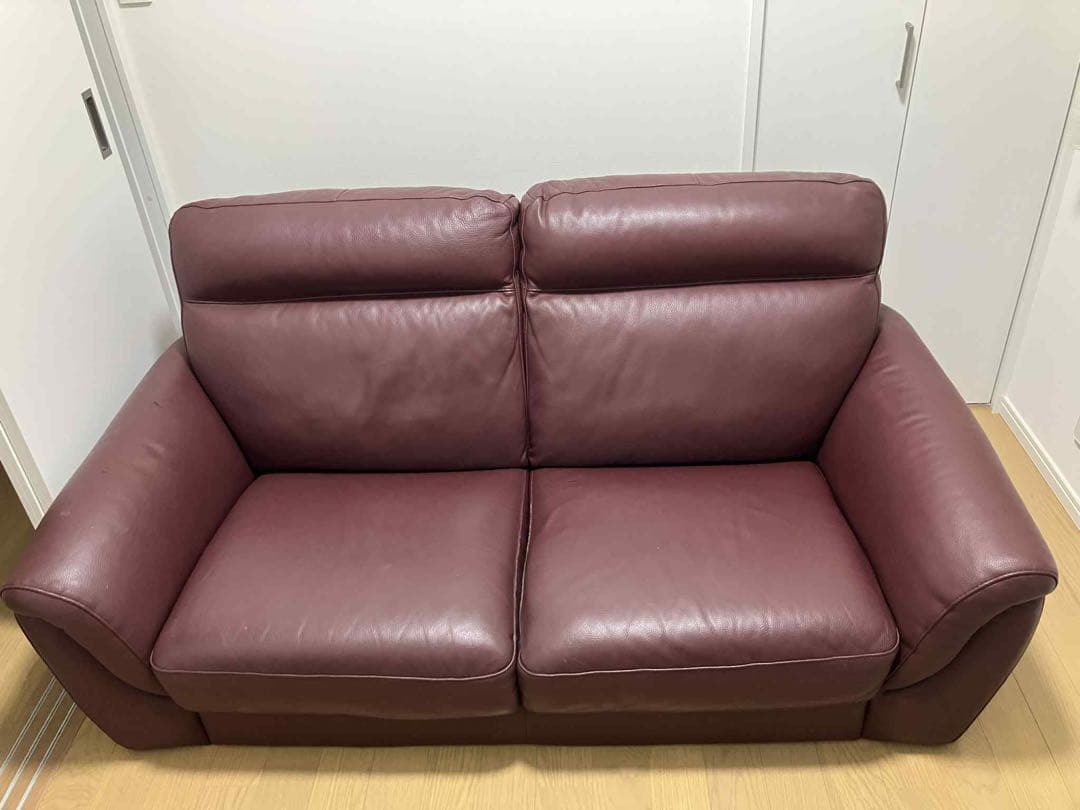 SACCOMODI サコモディ ブラウン2人掛け ソファ (レザー製)たのメル便