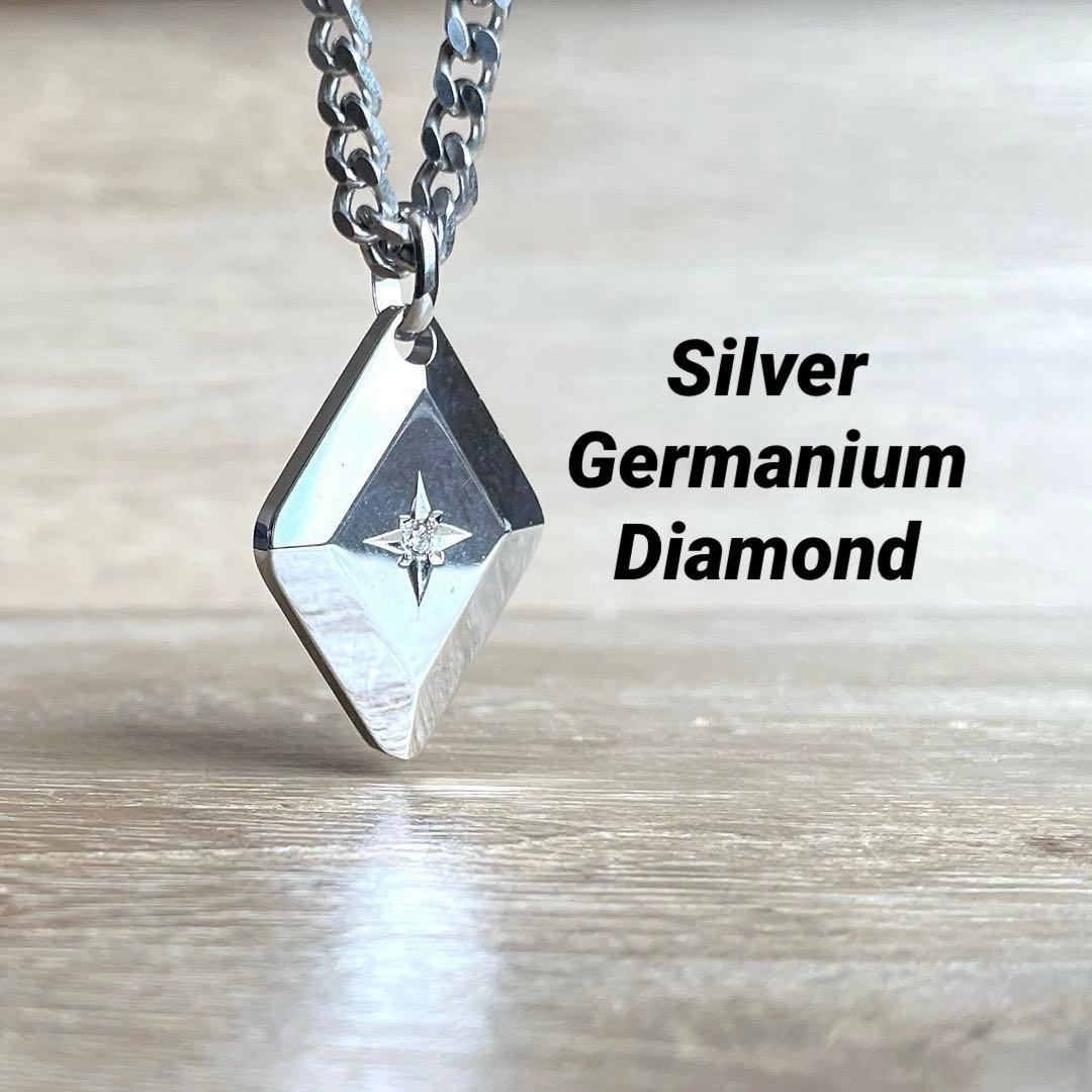 シルバー ゲルマニウム ダイヤモンド 喜平チェーン ネックレス