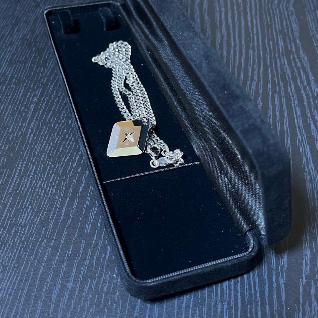 シルバー ゲルマニウム ダイヤモンド 喜平チェーン ネックレス