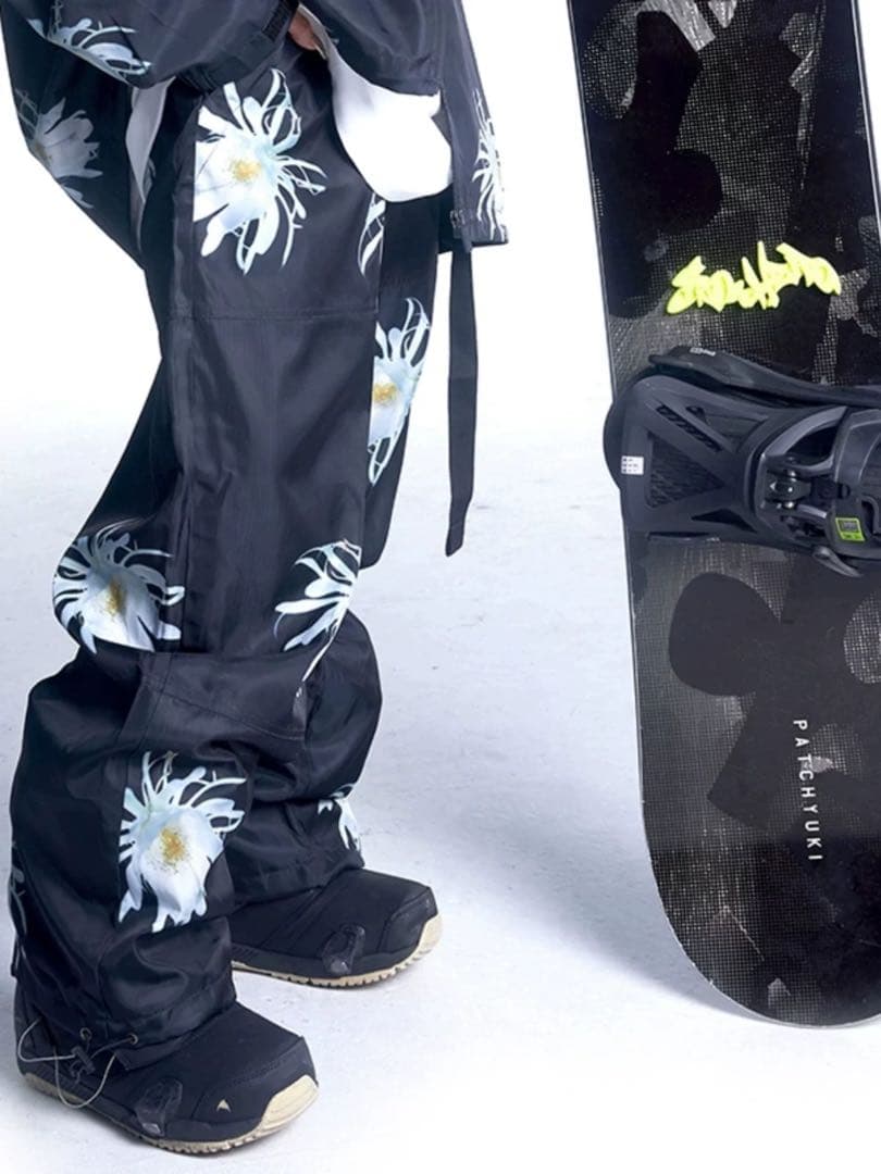 新品印花スキーパンツ M 男女兼用 花柄