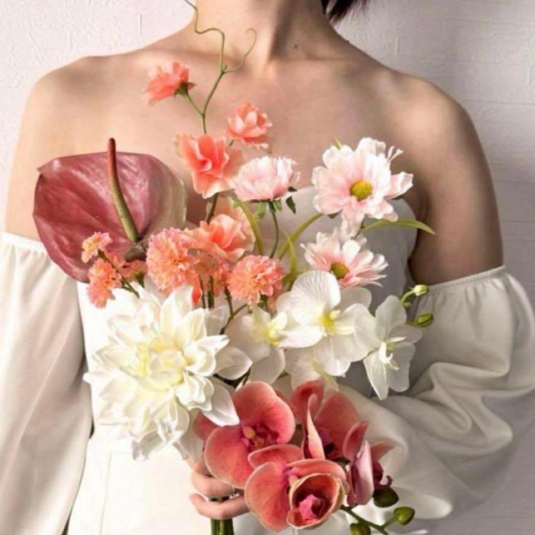 ウエディングブーケ　アーティフィシャルフラワー　前撮り　ピンク