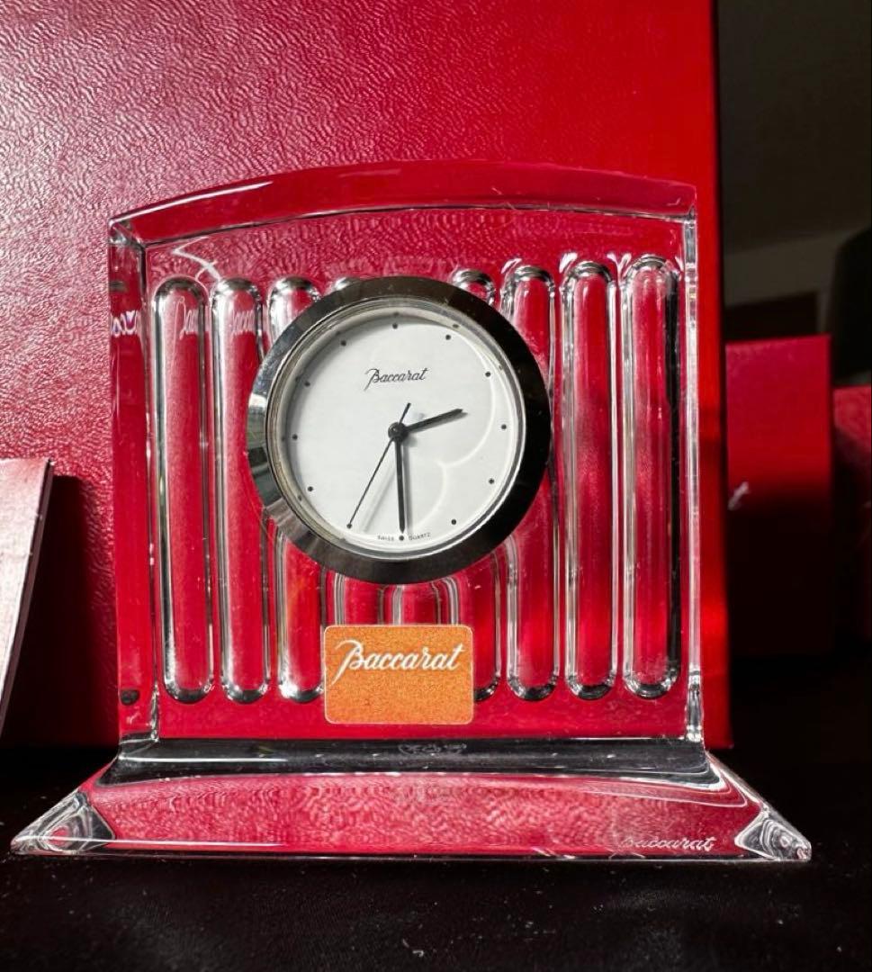 バカラ　置時計 オリジナルボックス　フランス　クリスタル　タイムピース電池切れ