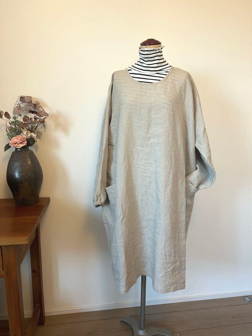 国産リネン100% おしゃれな割烹着　服作り40年の田舎町仕立屋