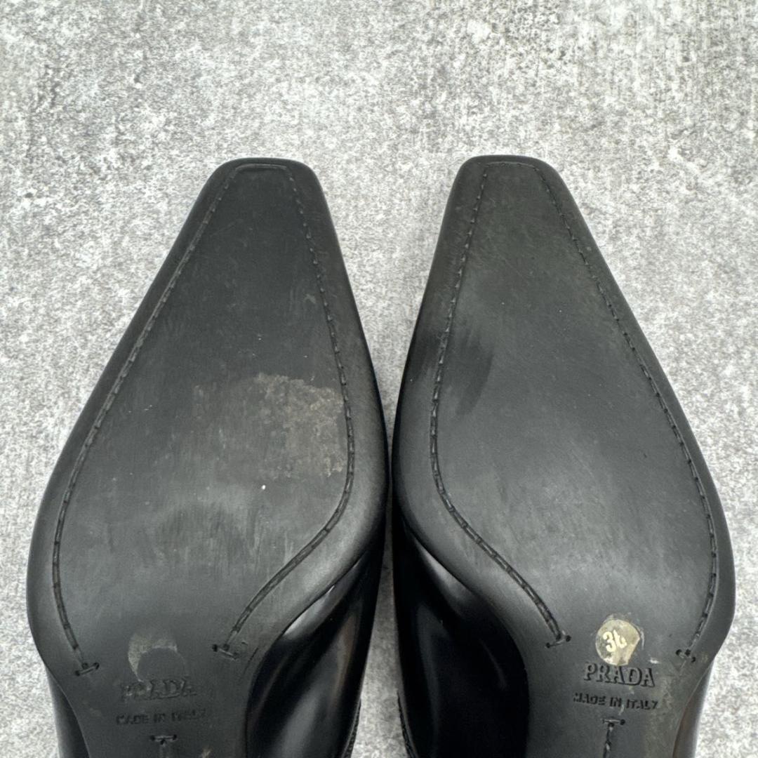 靴 Prada Black Square Toe 36 Replaced Heels