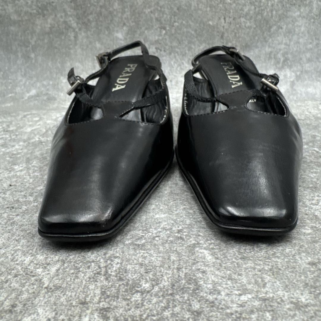 靴 Prada Black Square Toe 36 Replaced Heels
