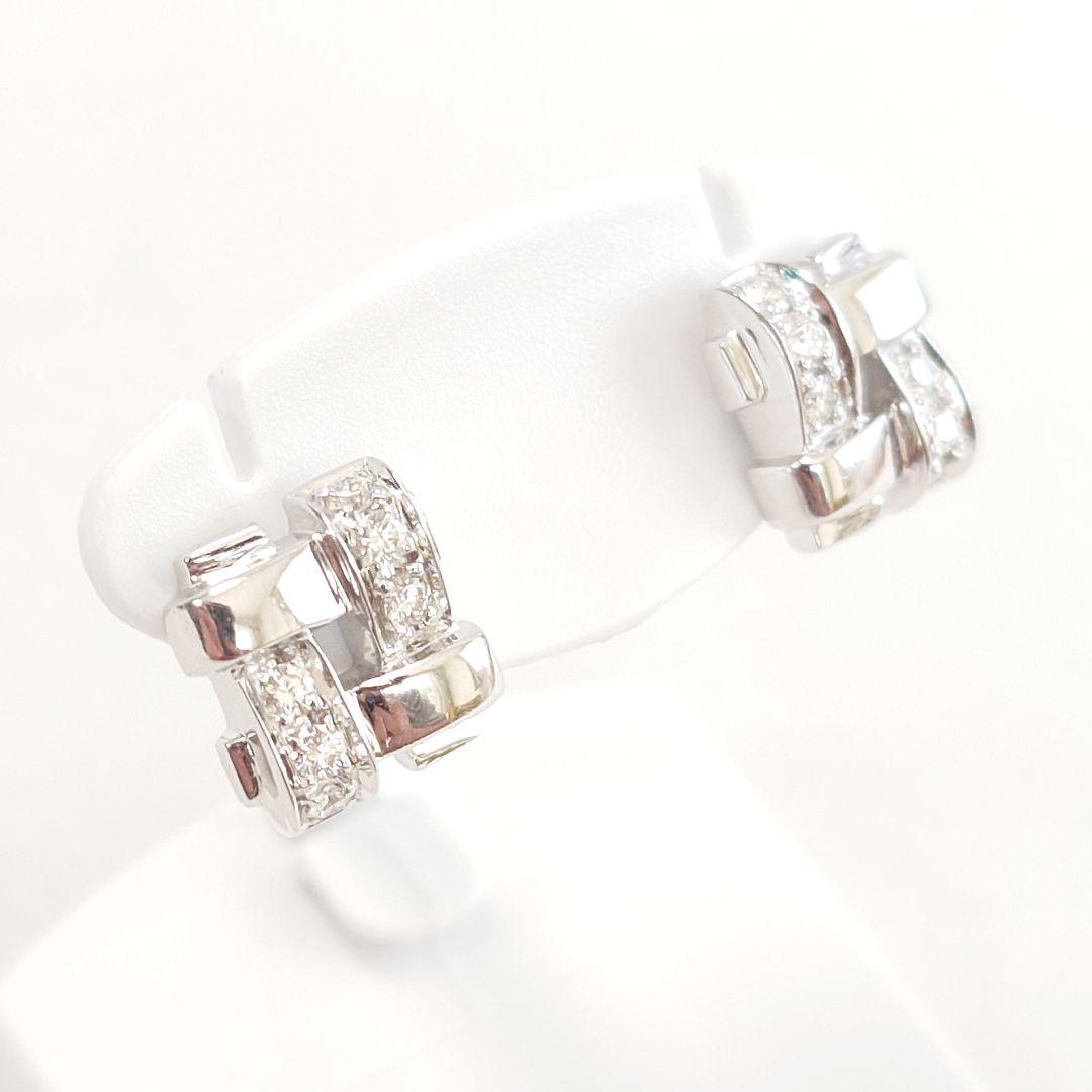 【磨き済】ティファニー K18WG ウォーブン ダイヤモンド ピアス 6669