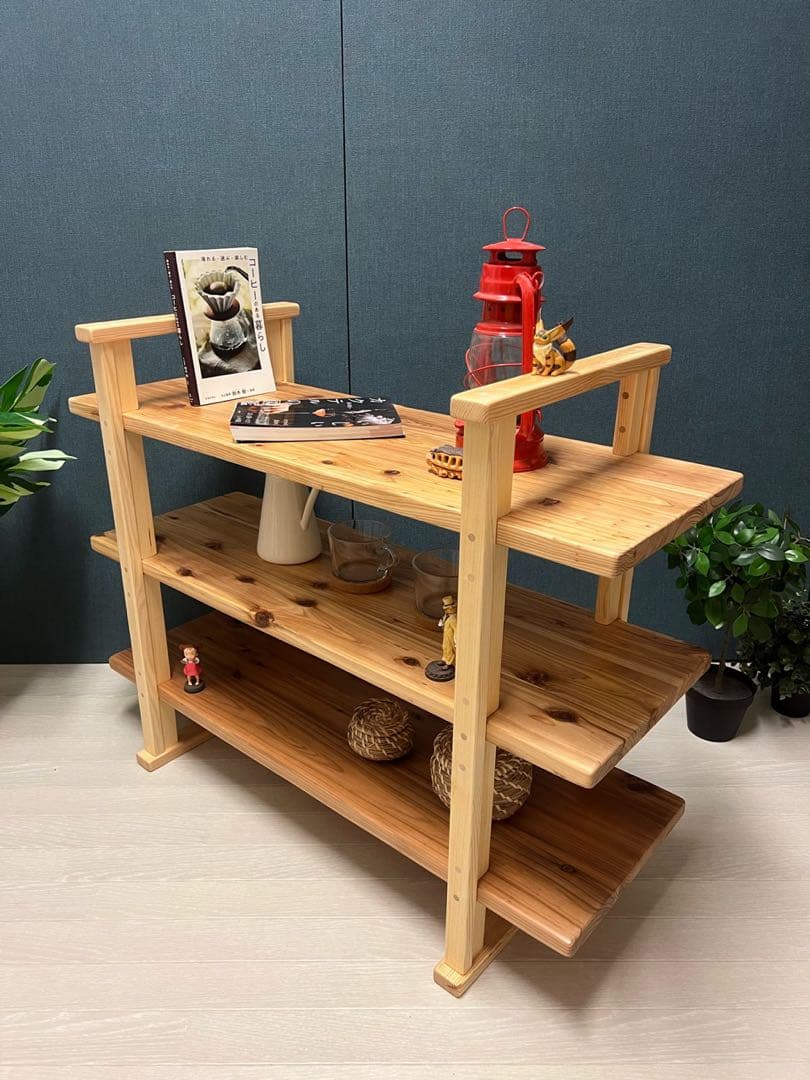 【送料無料】 オープンラック 本棚 小物置き 杉 ナチュラル 3段