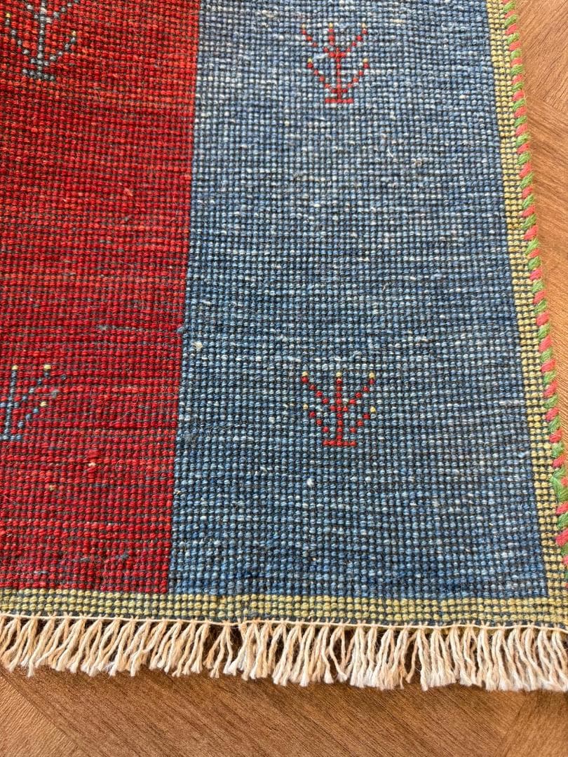 ギャッベ 90x64cm ペルシャ絨毯 手織り ギャベ 玄関マットラグ 絨毯