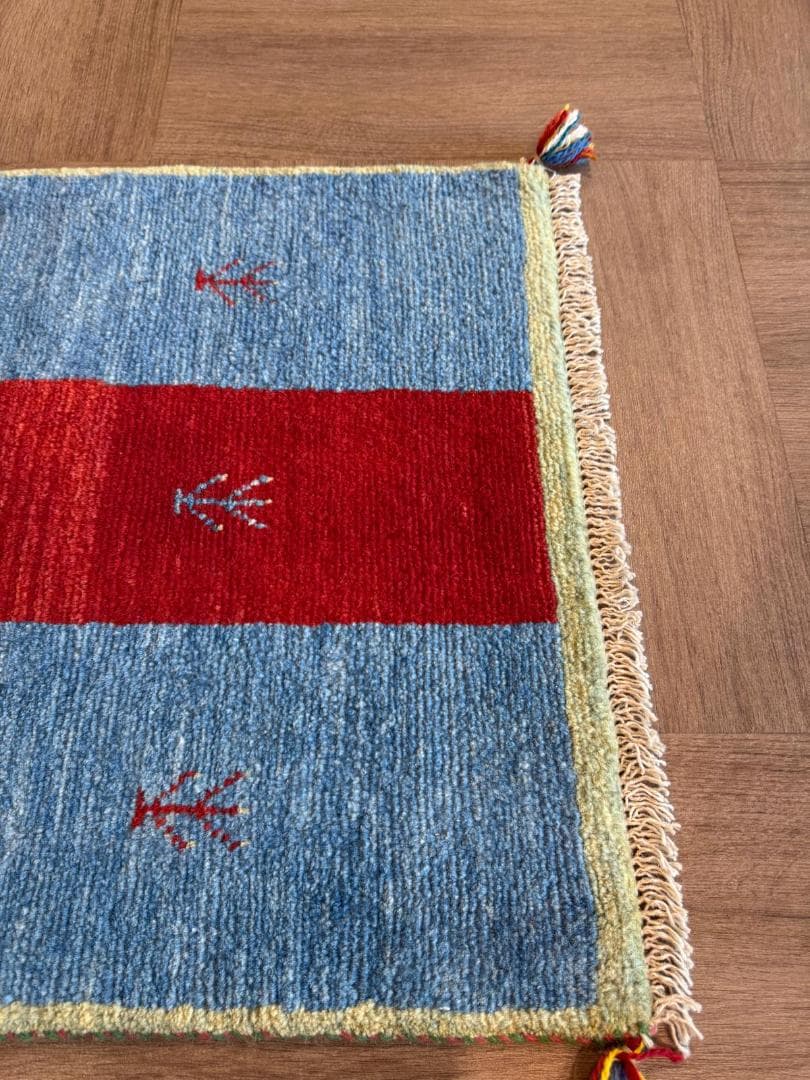 ギャッベ 90x64cm ペルシャ絨毯 手織り ギャベ 玄関マットラグ 絨毯