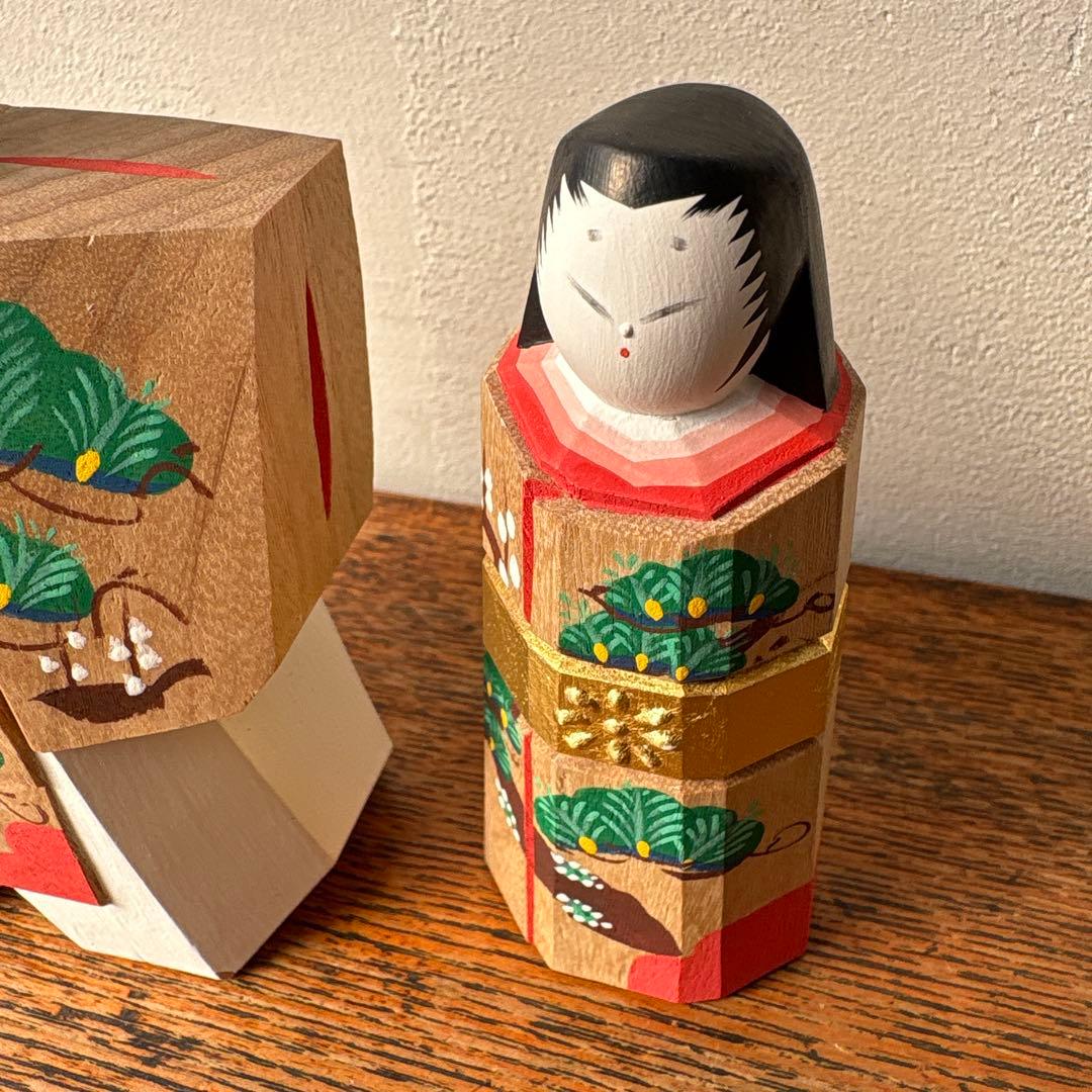 奈良一刀彫 木製 立ち雛 作家物 藤代光雄 創作雛 木彫り