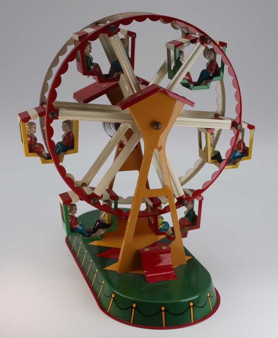 レアアイテム T＆W ドイツ製クロックワーク駆動、ブリキ製観覧車 約22cm