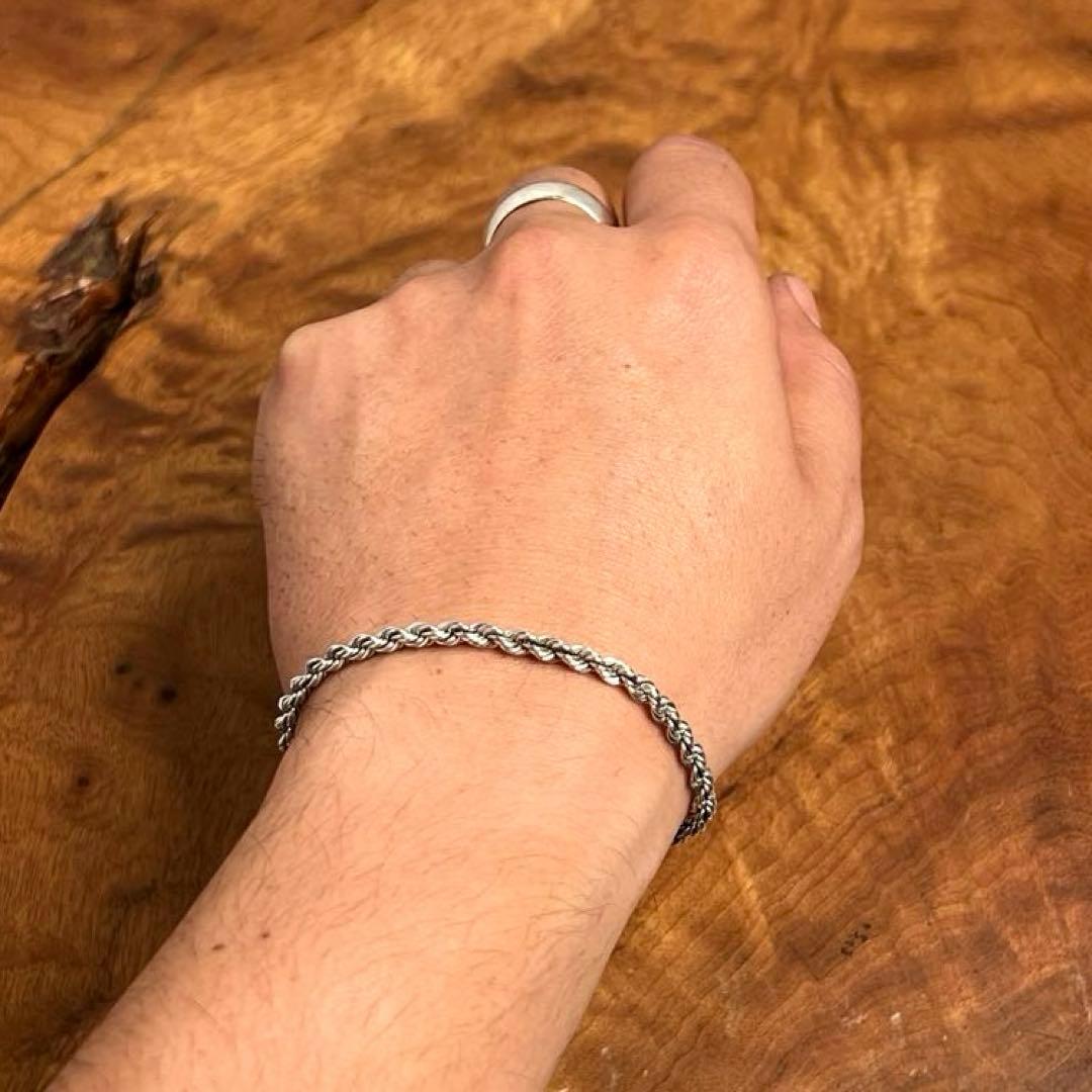 US ヴィンテージ シルバー ロープ チェーン ブレスレット 925