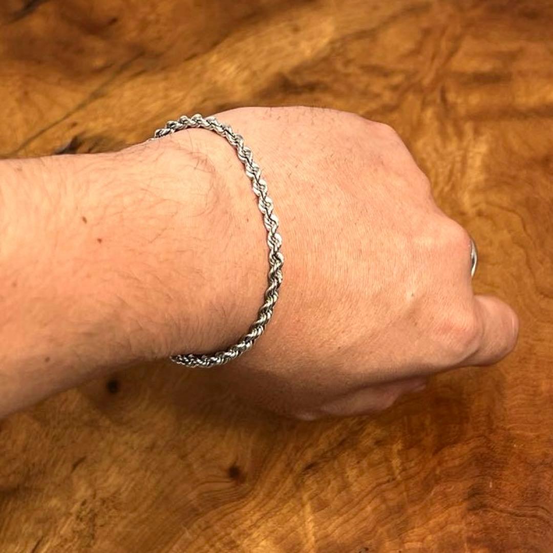 US ヴィンテージ シルバー ロープ チェーン ブレスレット 925