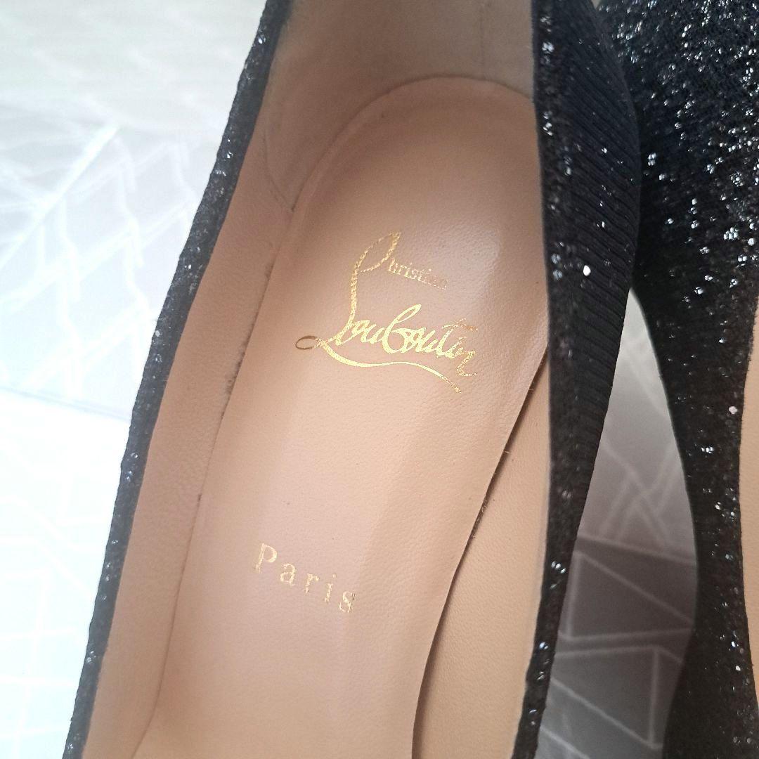 Christian Louboutin ブラック グリッター ハイヒール 38