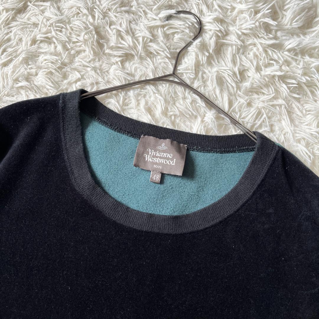 あぽろ【美品】ヴィヴィアン 2トーンベロアロンT カットソー オーブ刺繍