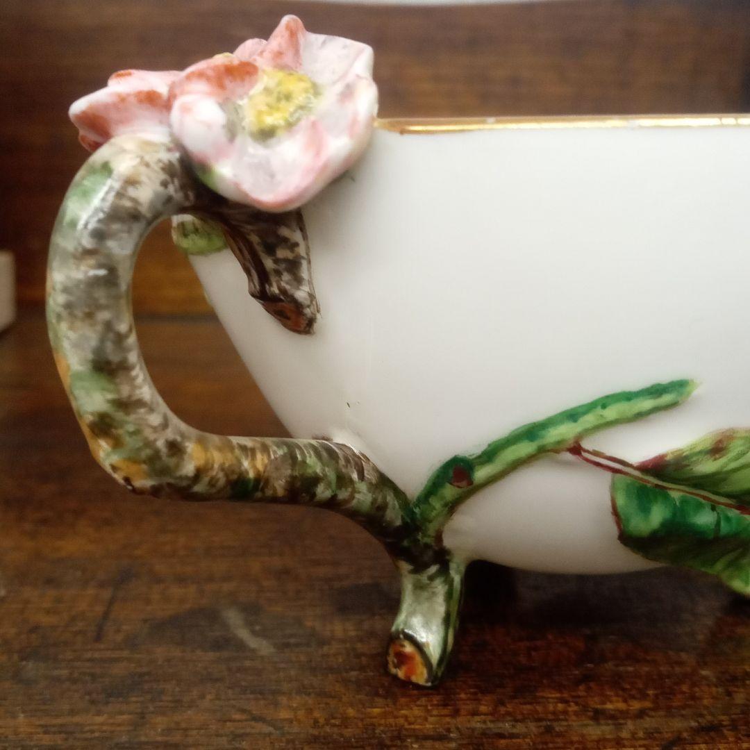 イングランド　アンティーク　マジョリカ焼　桜　カップ