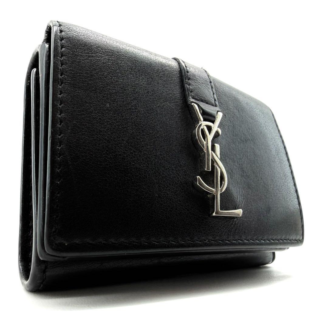 美品　SAINT LAURENT　三つ折り財布　カサンドラ　シルバー金具