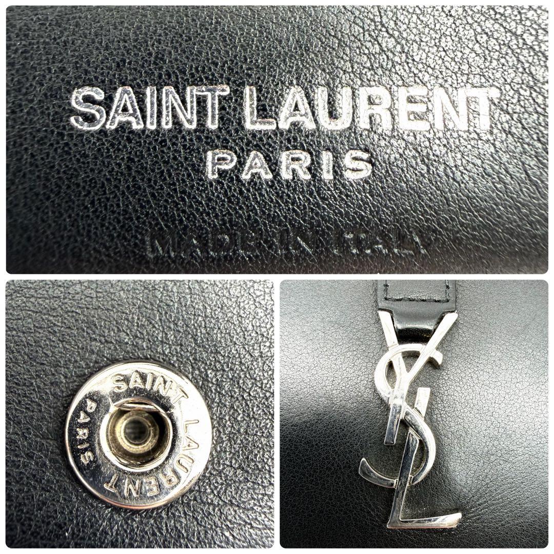 美品　SAINT LAURENT　三つ折り財布　カサンドラ　シルバー金具