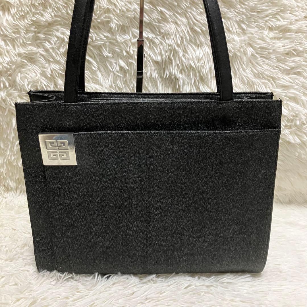 GIVENCHY トートバッグ 4Gロゴ 肩掛け シルバー金具 牛革 黒