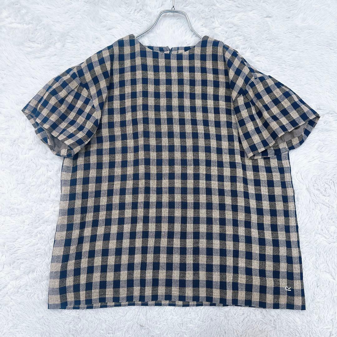 45rpm　近年モデル　ギマツイード　和柄　インディゴ　ブラウス　サイズ38