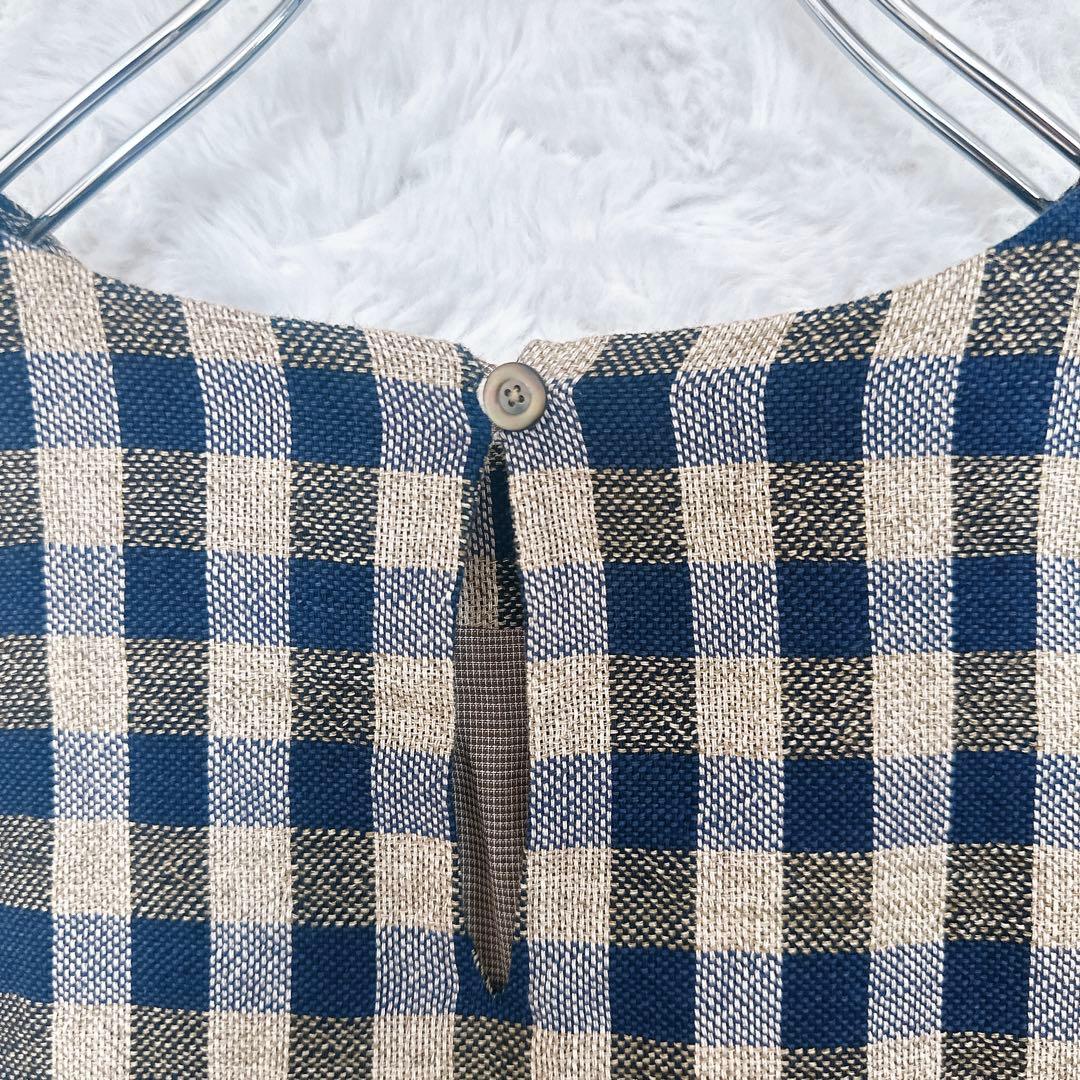 45rpm　近年モデル　ギマツイード　和柄　インディゴ　ブラウス　サイズ38