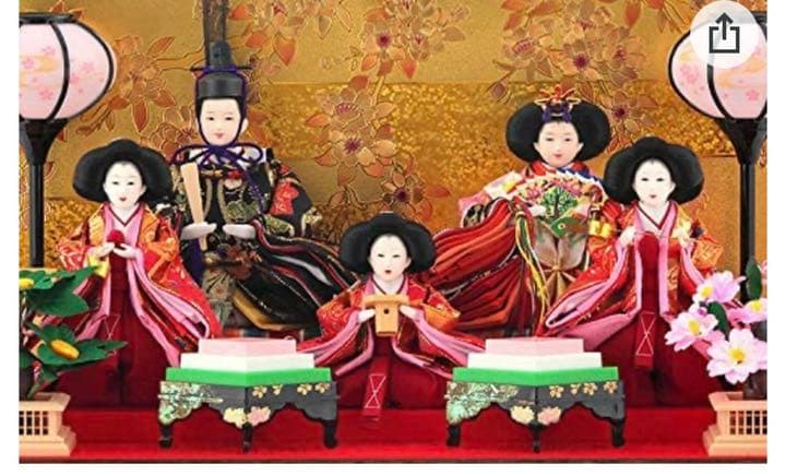 雛人形 雛 狭山清玉 五人飾り 桜 本焼桐 アクリルケース オルゴール付