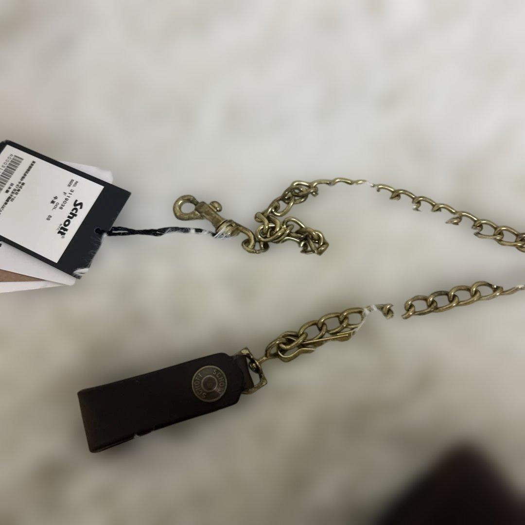 schott PERFECT WALLET ブラウン　チェーン　タグ　箱付き