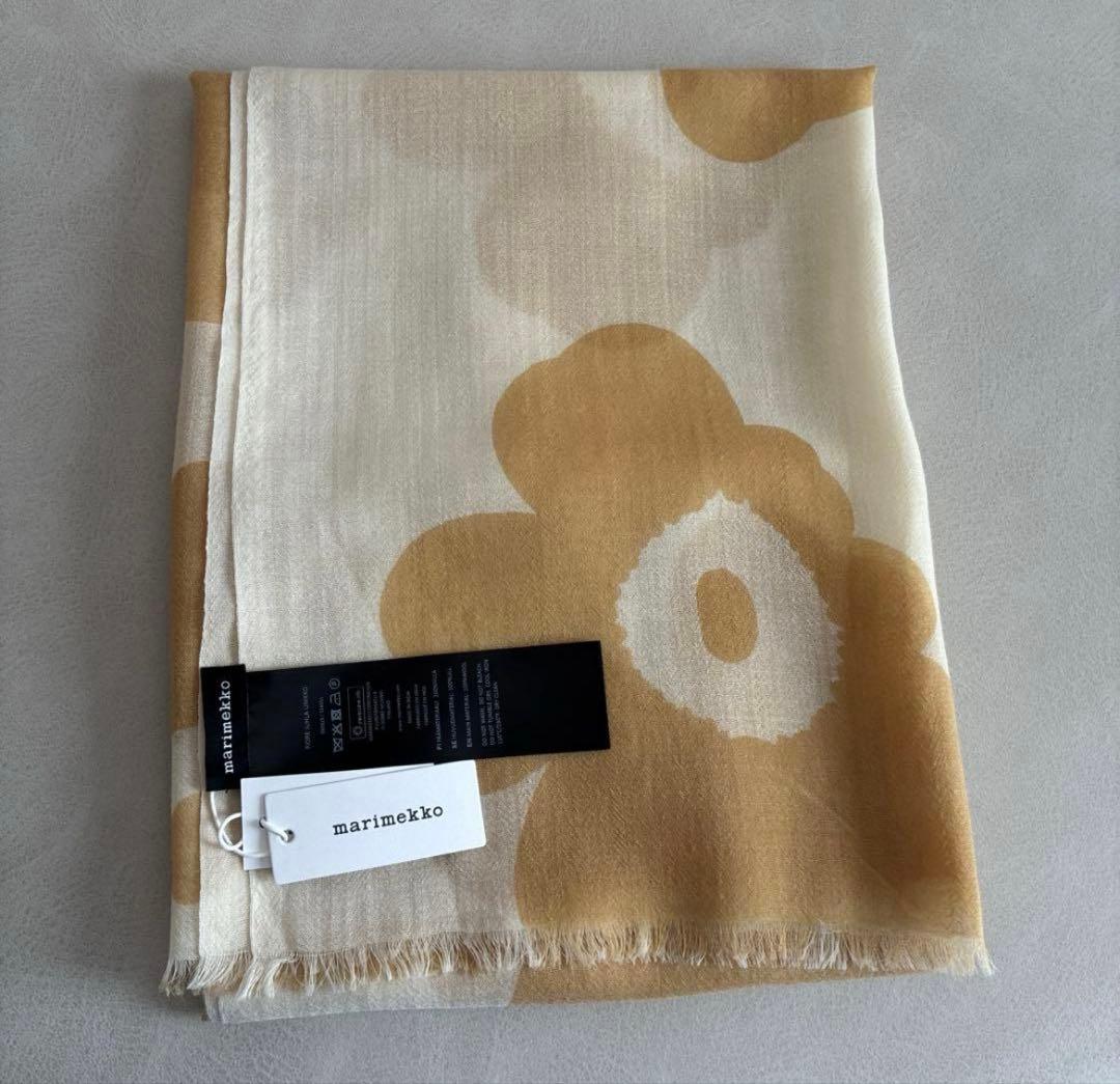 ★新品未使用マリメッコウニッコストールウール180×70 ベージュ　マフラー