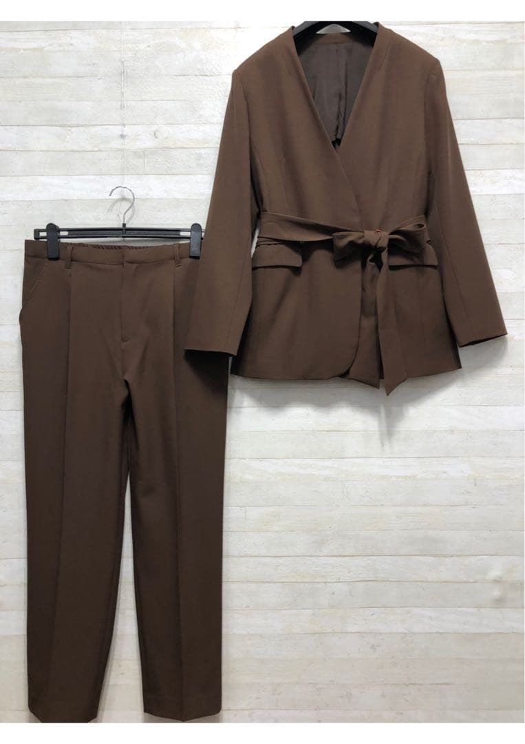 新品☆LL♪茶系♪ロング丈おしゃれセットアップ♪お仕事・通勤〇D360