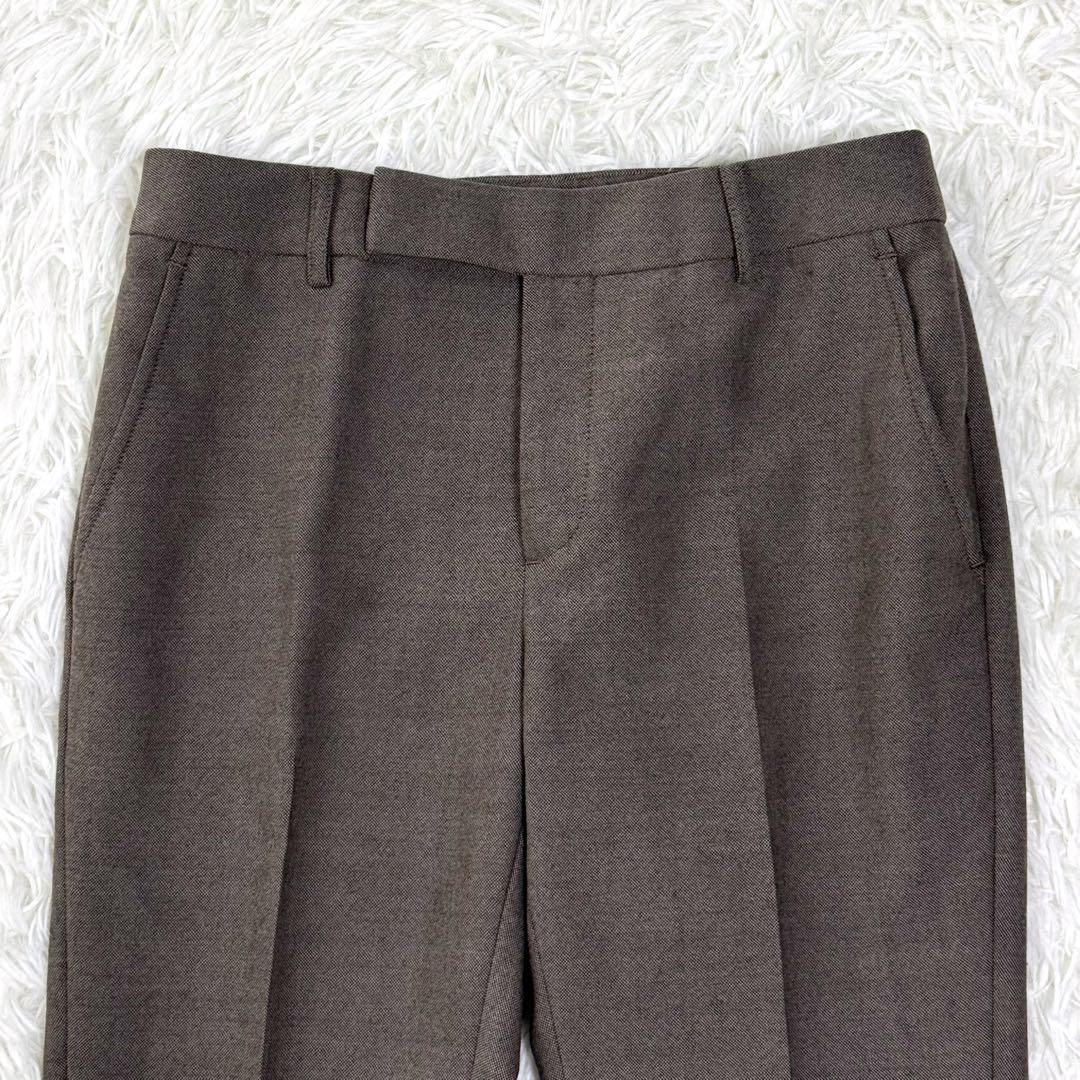【極美品】現行 近年 スーツスクエア パンツスーツ ノーカラー 上下セット 茶