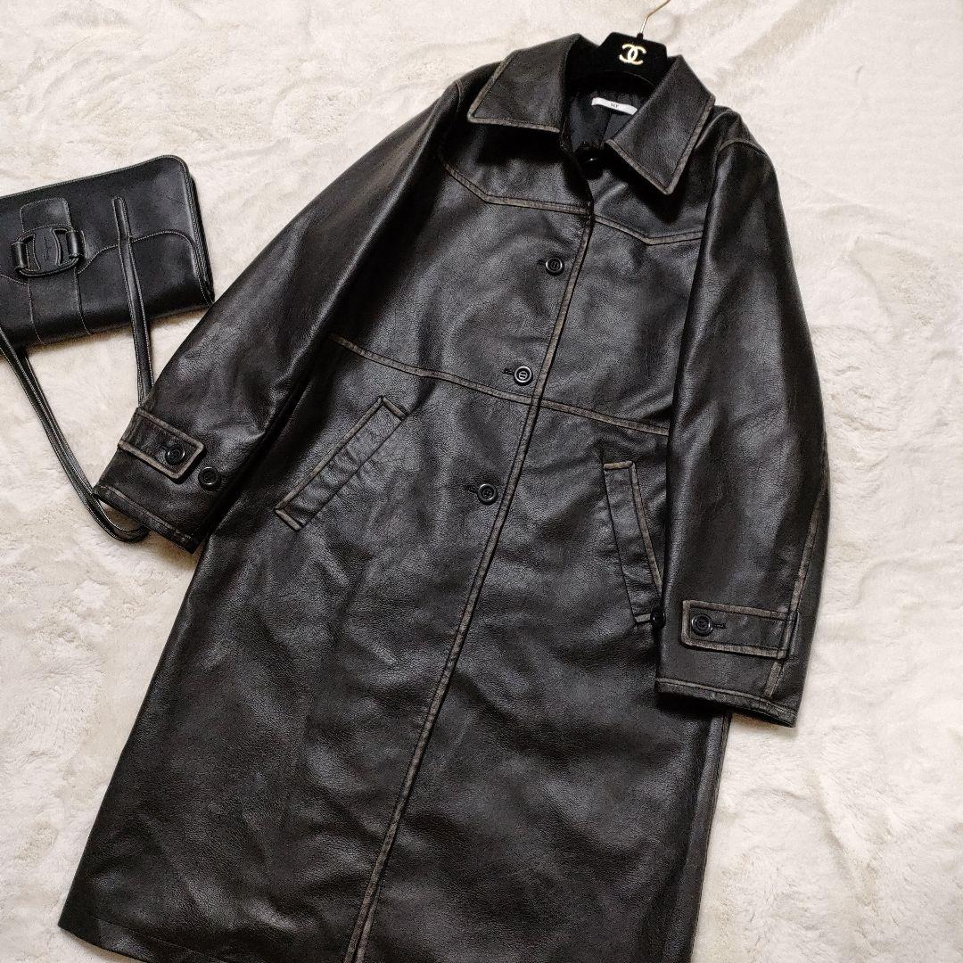美品✨️ SLY レザーコート ヴィンテージ感 ロングコート 黒