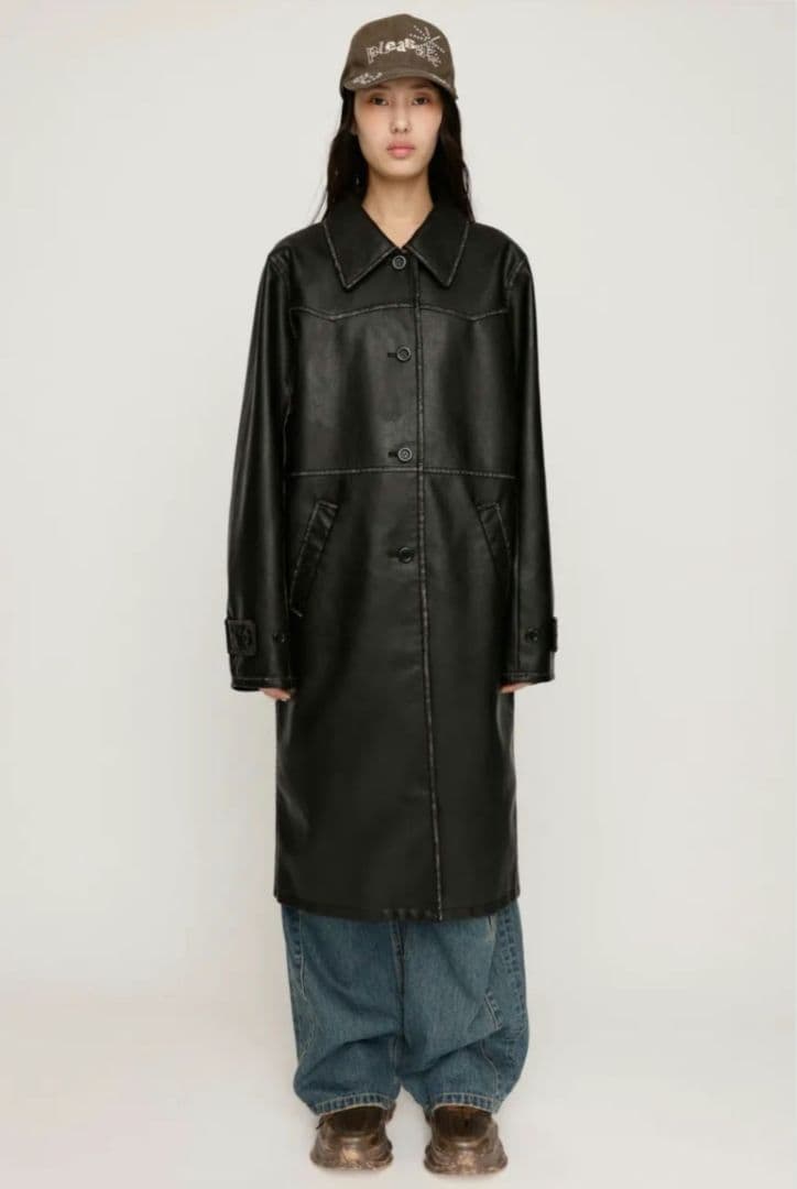 美品✨️ SLY レザーコート ヴィンテージ感 ロングコート 黒