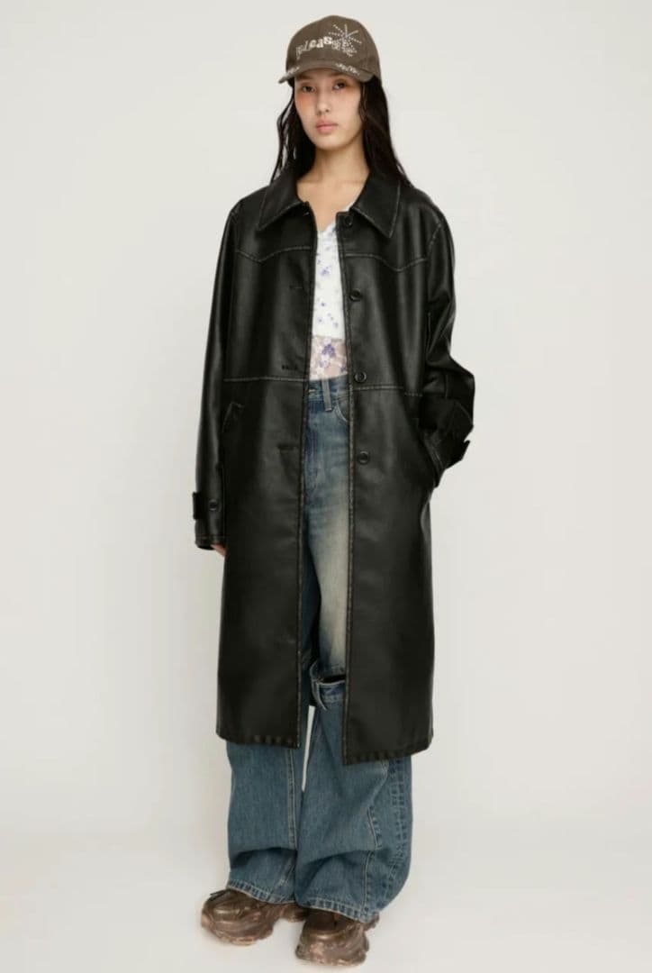 美品✨️ SLY レザーコート ヴィンテージ感 ロングコート 黒