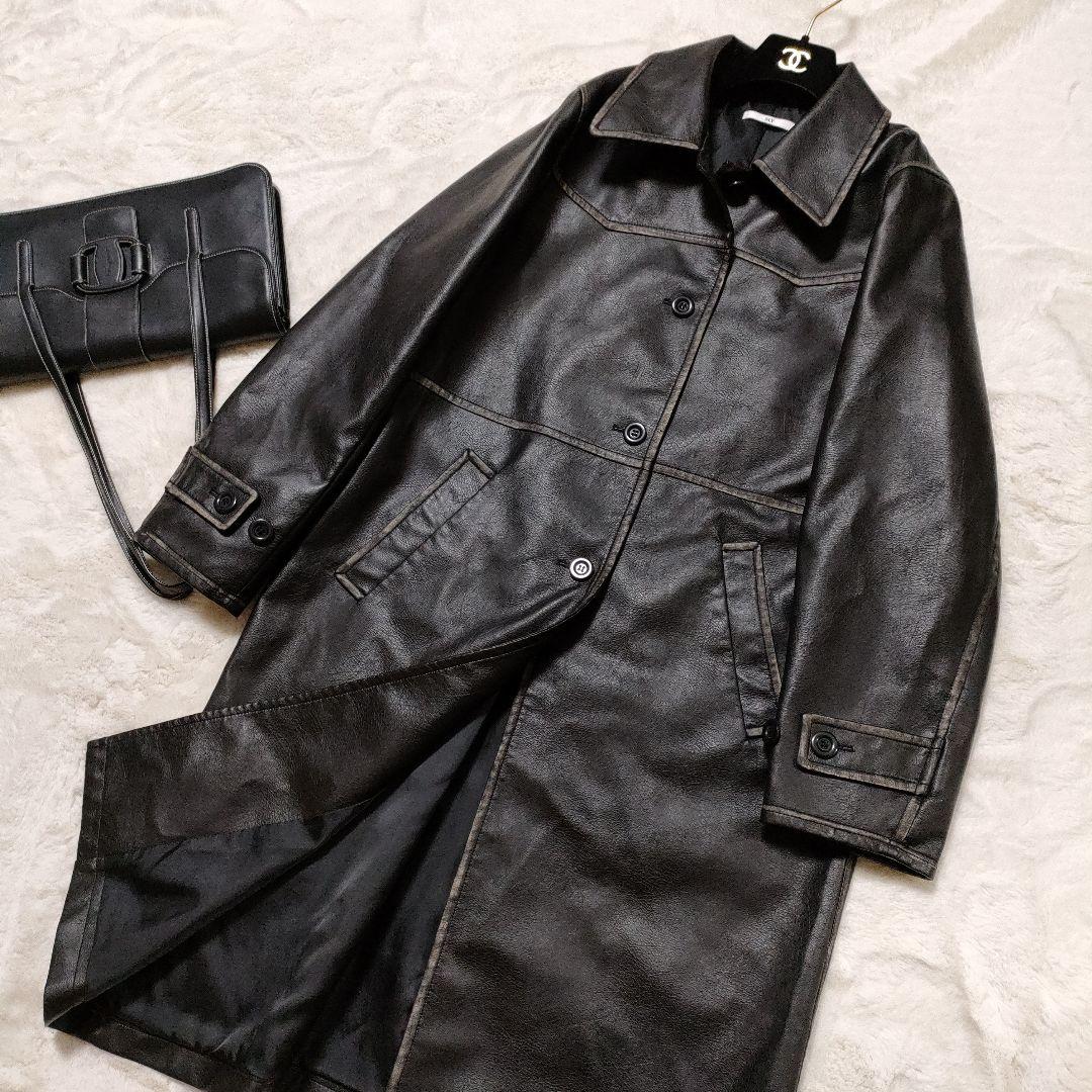 美品✨️ SLY レザーコート ヴィンテージ感 ロングコート 黒