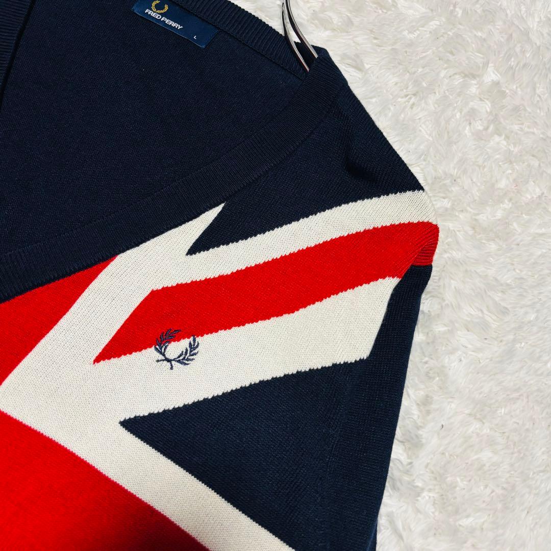 美品 BEAMS 別注 フレッドペリー ユニオンジャック カーディガン ロゴ刺繍