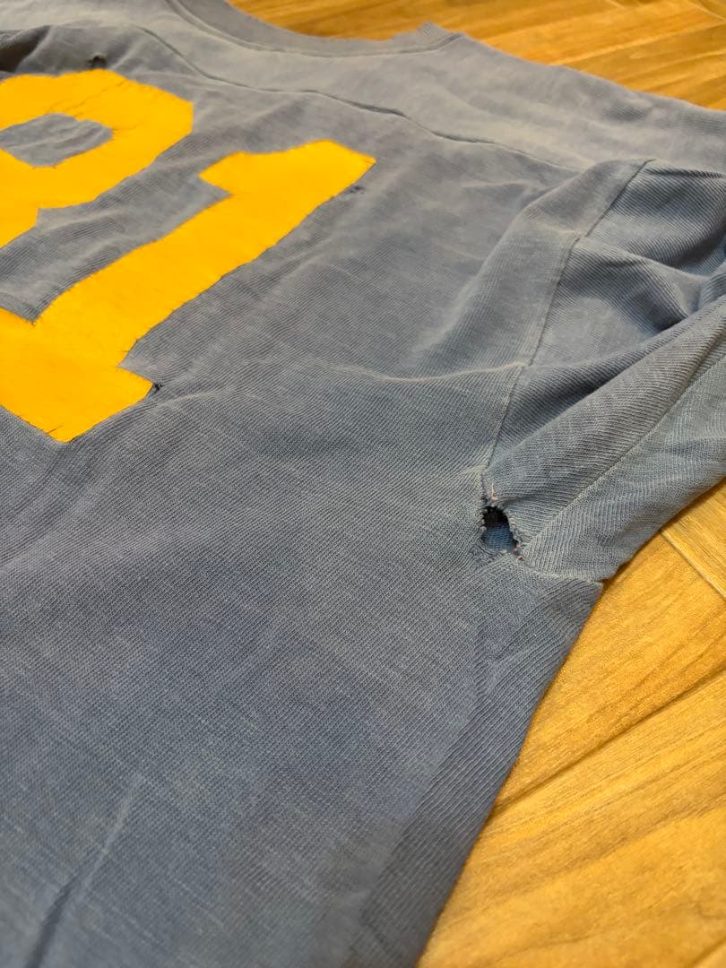 70s ビンテージ Champion フットボールTシャツ 7分Tシャツ