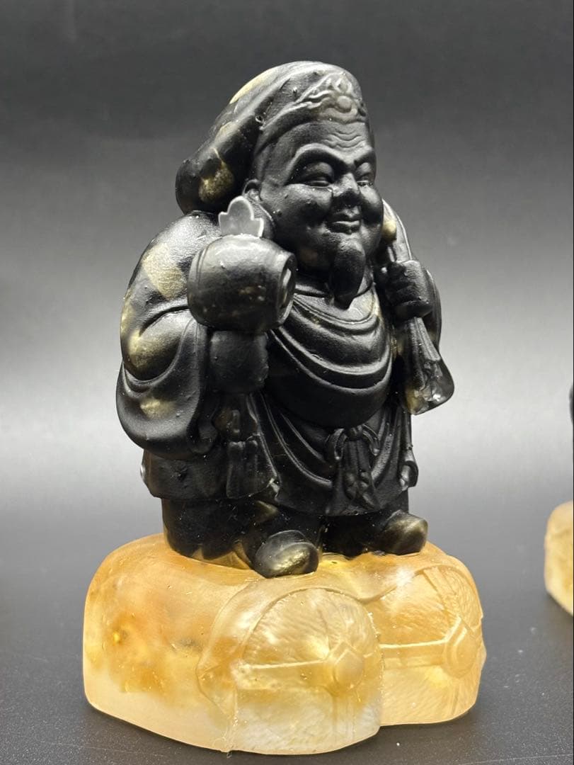 天然石　大黒天(大中小セット)　金運　シトリン　ゴールデンシャインオブシディアン