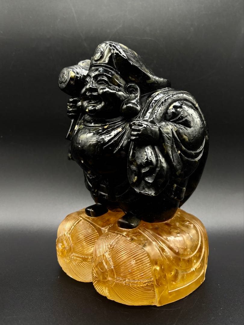 天然石　大黒天(大中小セット)　金運　シトリン　ゴールデンシャインオブシディアン